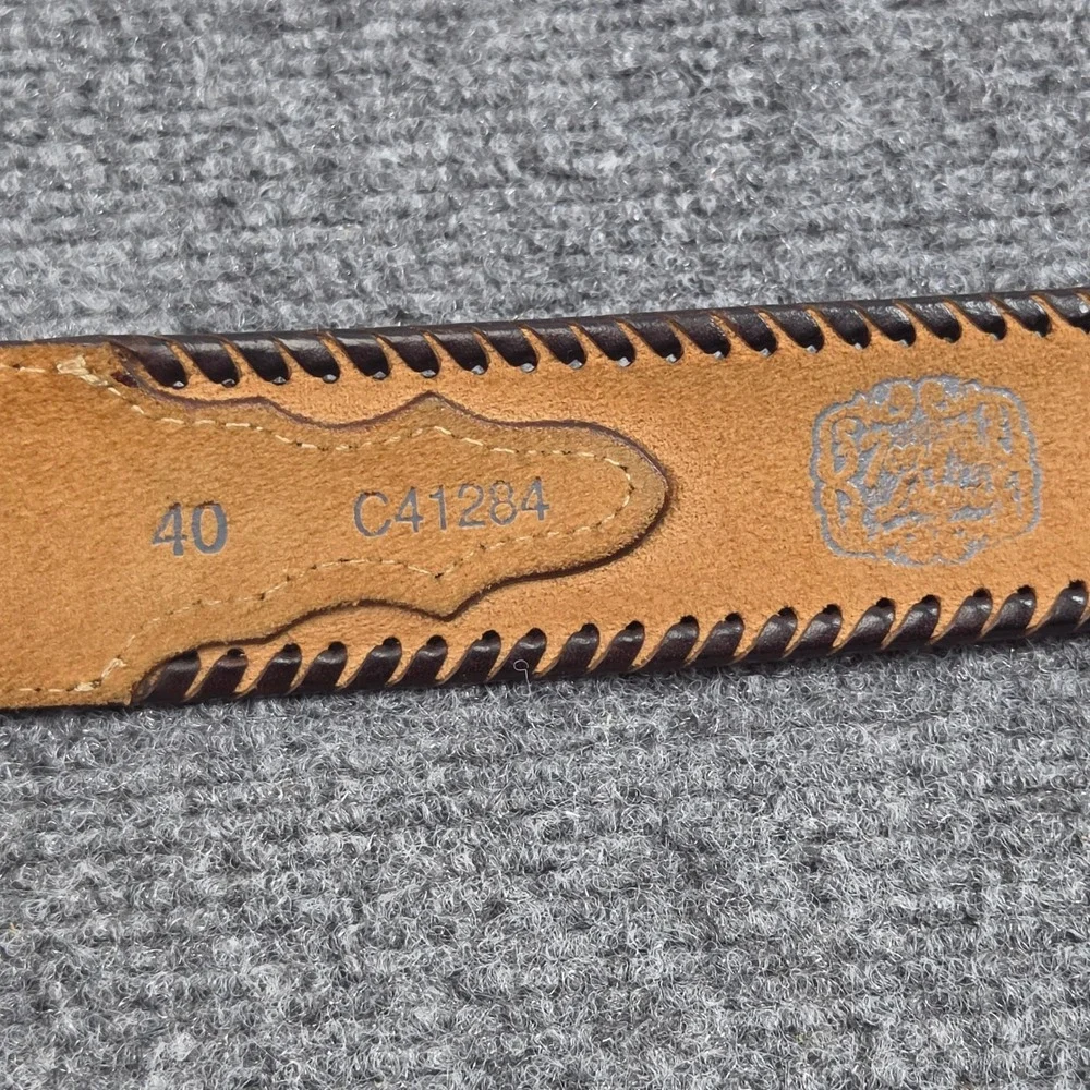 Vintage Tony Lama Tooled Leather Belt Size 40 Croc Embossed No Buckle Made USA